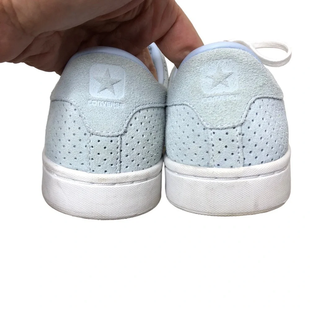 Converse All Star Suede Leather Low Top Blue Sneaker 7.5  Retro Low Profile Shoe